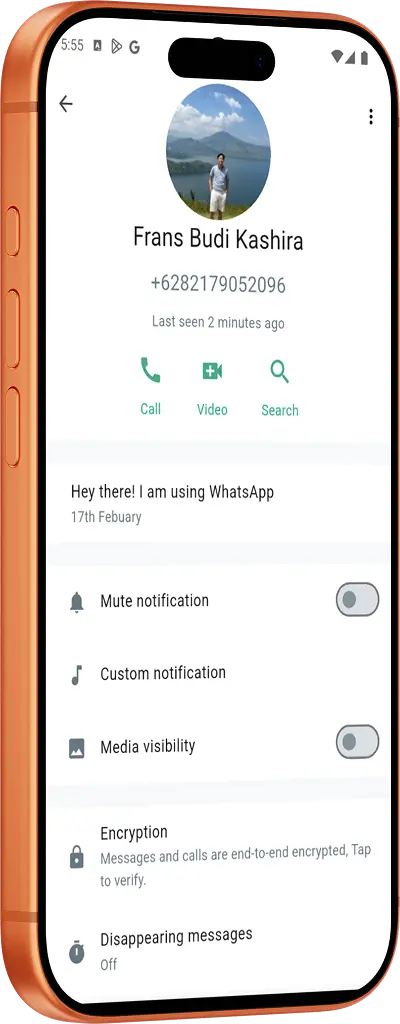 WhatsApp Clone case study hero right mockup
